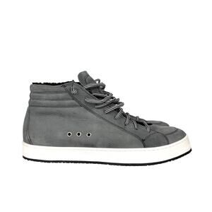 P448 High Top Leather Skate Sneakers Lace Up Gray Inside Zip Fleece Lining 43